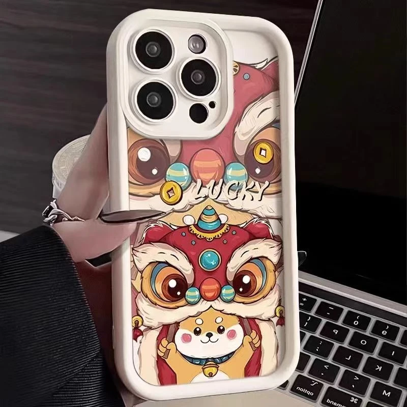 醒狮头套适用iphone15pro/14手机壳苹果13/12/11华为vivo小米oppo