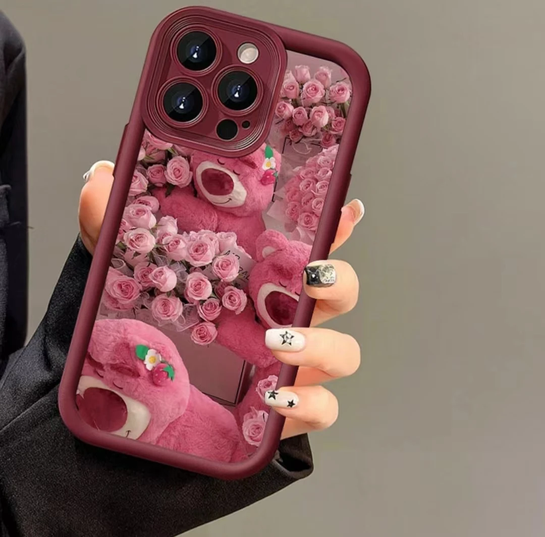 发夹莓熊适用iphone15pro/14手机壳苹果13/12/11华为vivo小米oppo