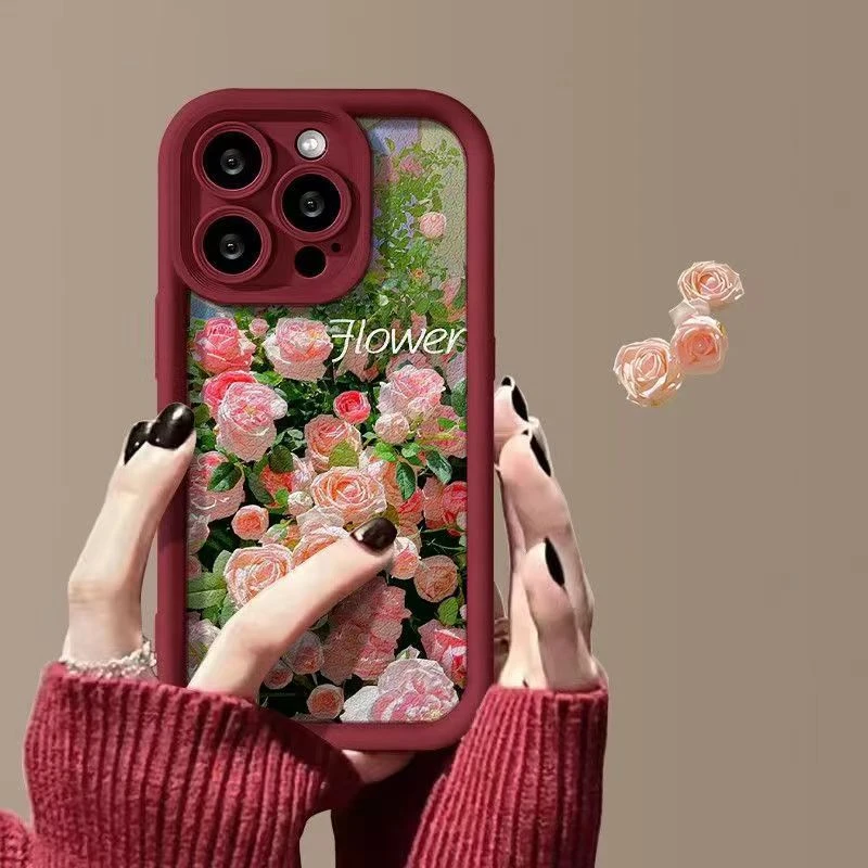 浪漫玫瑰适用iphone15pro/14手机壳苹果13/12/11华为vivo小米oppo