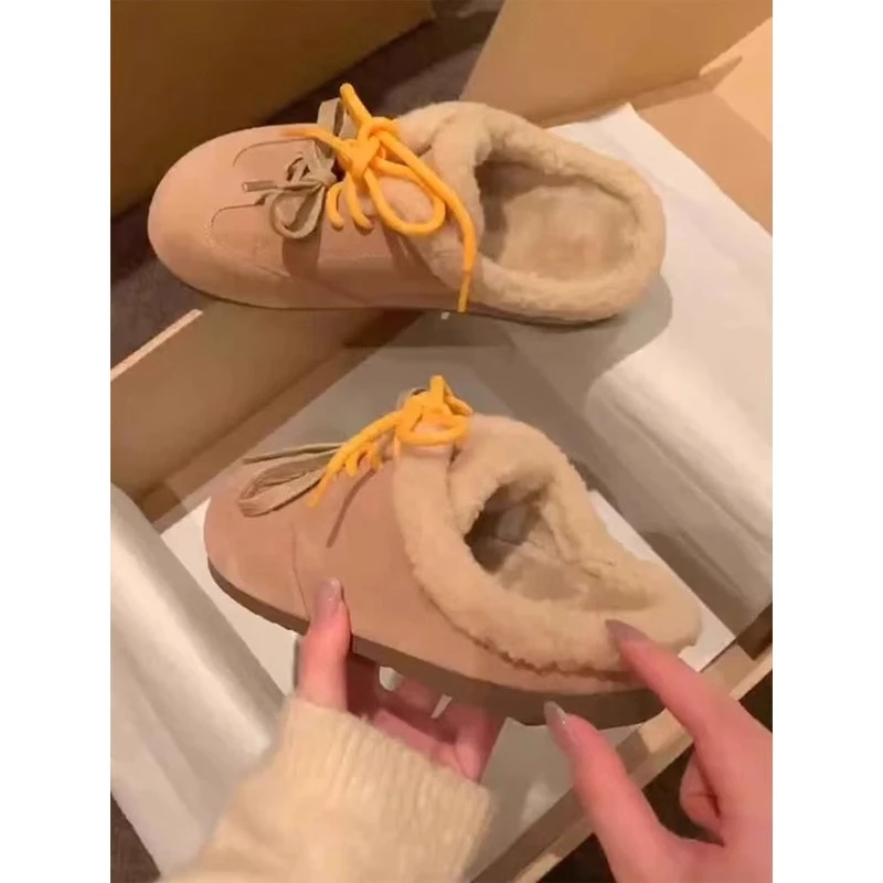 小众勃肯鞋厚底拖鞋女秋冬外穿2024新款加绒一脚蹬毛毛包头半拖鞋