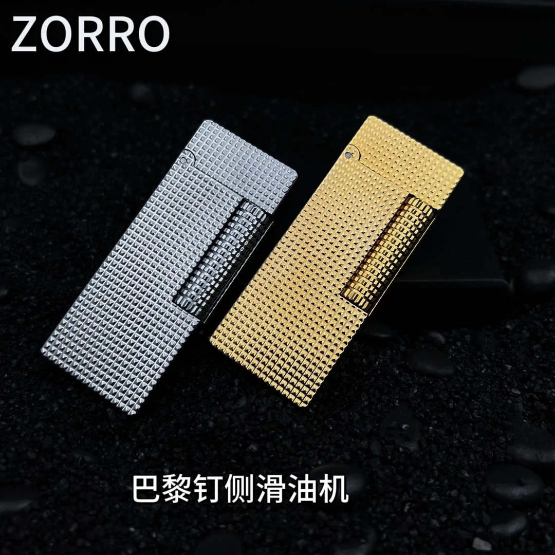 ZORRO正品Z728巴黎钉侧滑油机纤巧窄机男士轻奢礼品创意打火机