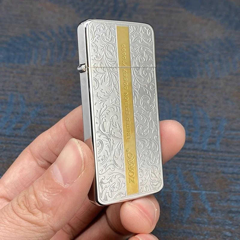 ZORRO佐罗超薄纤窄双色翻盖砂轮款油机/男士礼品 打火机