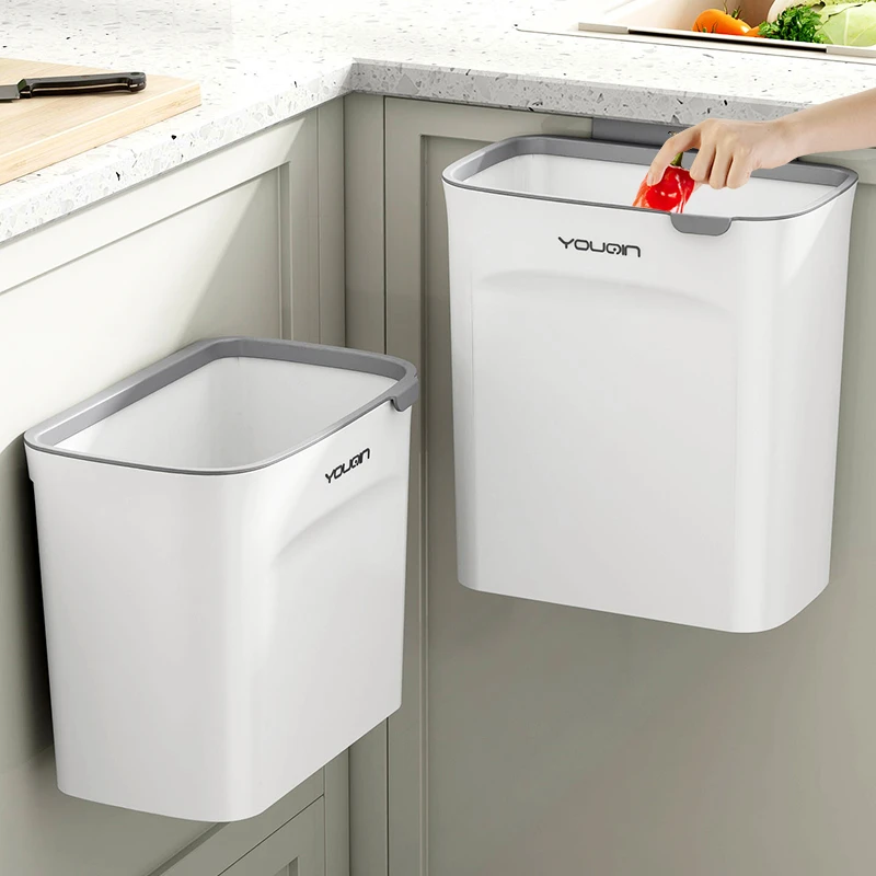 厨房垃圾桶挂式家用橱柜厨余专用大容量卫生间收纳壁挂式宽口方形