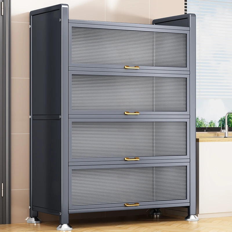 优勤厨房置物架落地多层收纳柜多功能碗柜微波炉橱柜餐边储物柜子