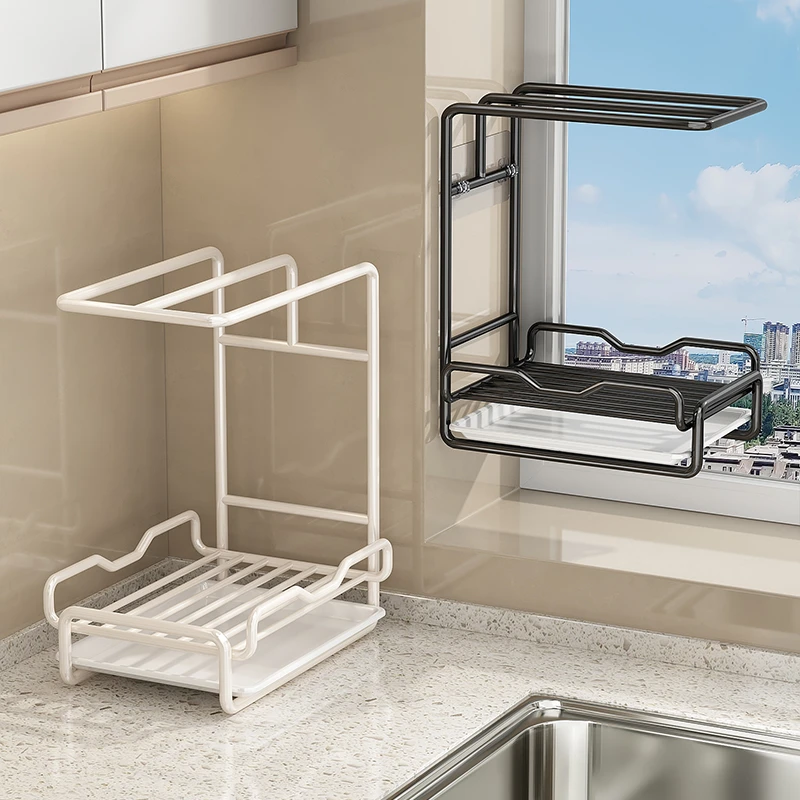 抹布架免打孔厨房置物架水槽洗碗池沥水架台面壁挂篮钢丝球收纳架
