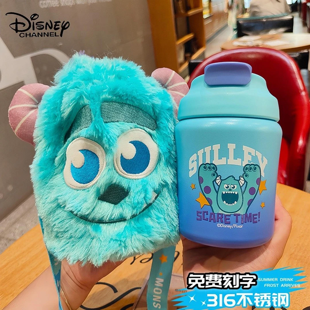 创意刻字时尚女孩真空保温杯直饮水杯防摔双饮咖啡杯带毛绒套两用