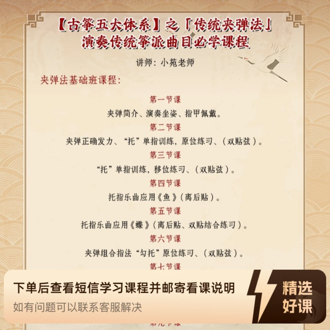 小苑老师 古筝五大体系之传统夹弹法(留意短信解锁课程)