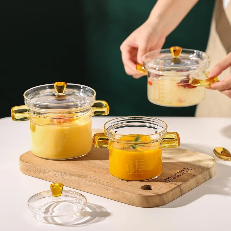 【索西家居】餐具带盖碗耐高温宝宝辅食鸡蛋羹专用蒸蛋透明玻璃碗