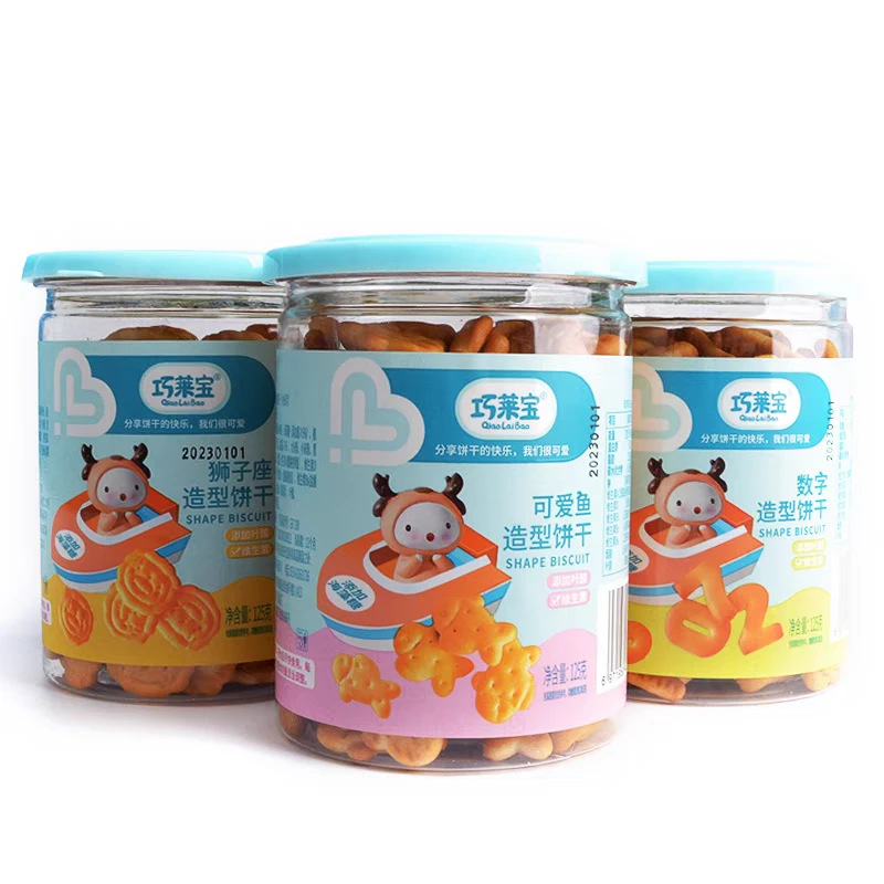 【新疆2件包邮】巧莱宝数字可爱鱼狮子座造型饼干海藻糖125g