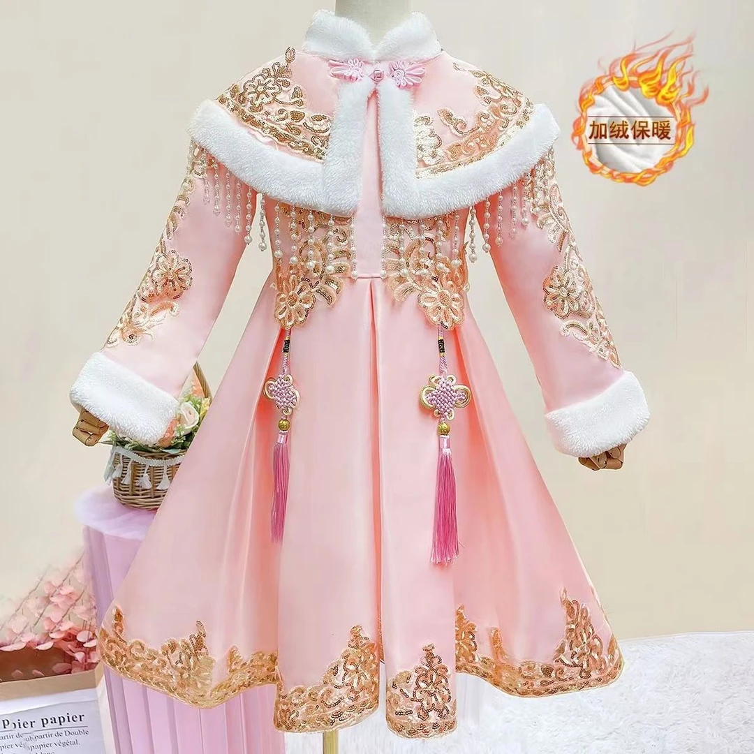 拜年服女童汉服冬装新年衣服儿童旗袍冬装过年喜庆中国风宝宝唐装