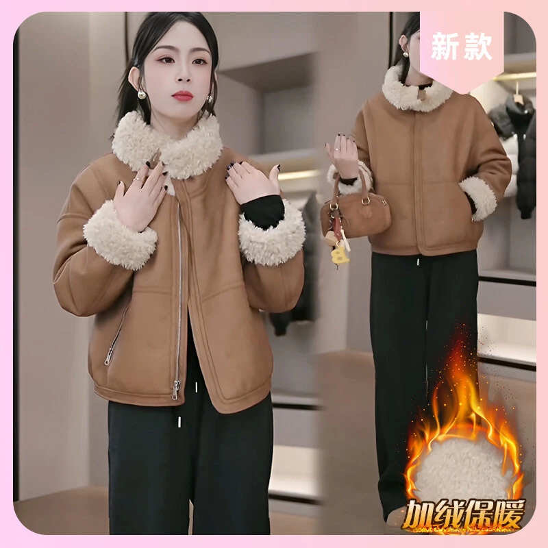 2025冬季新款皮毛一体秋冬季毛毛外套时尚百搭韩版加绒加厚上衣女