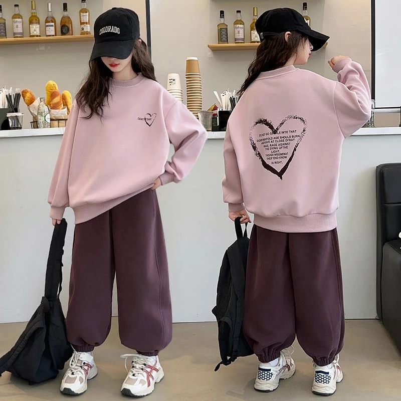 巴拉优选女童套装秋冬2025新款秋季网红儿童卫衣裤子中大童