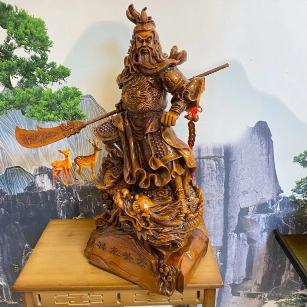 祥龙关公关二爷家居摆件中式家居摆件(长26高50cm)