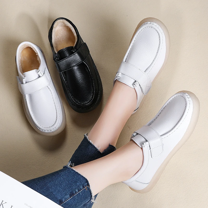 护士鞋女防滑透气舒适医护鞋加绒保暖冬季软底不累脚美容师工作鞋