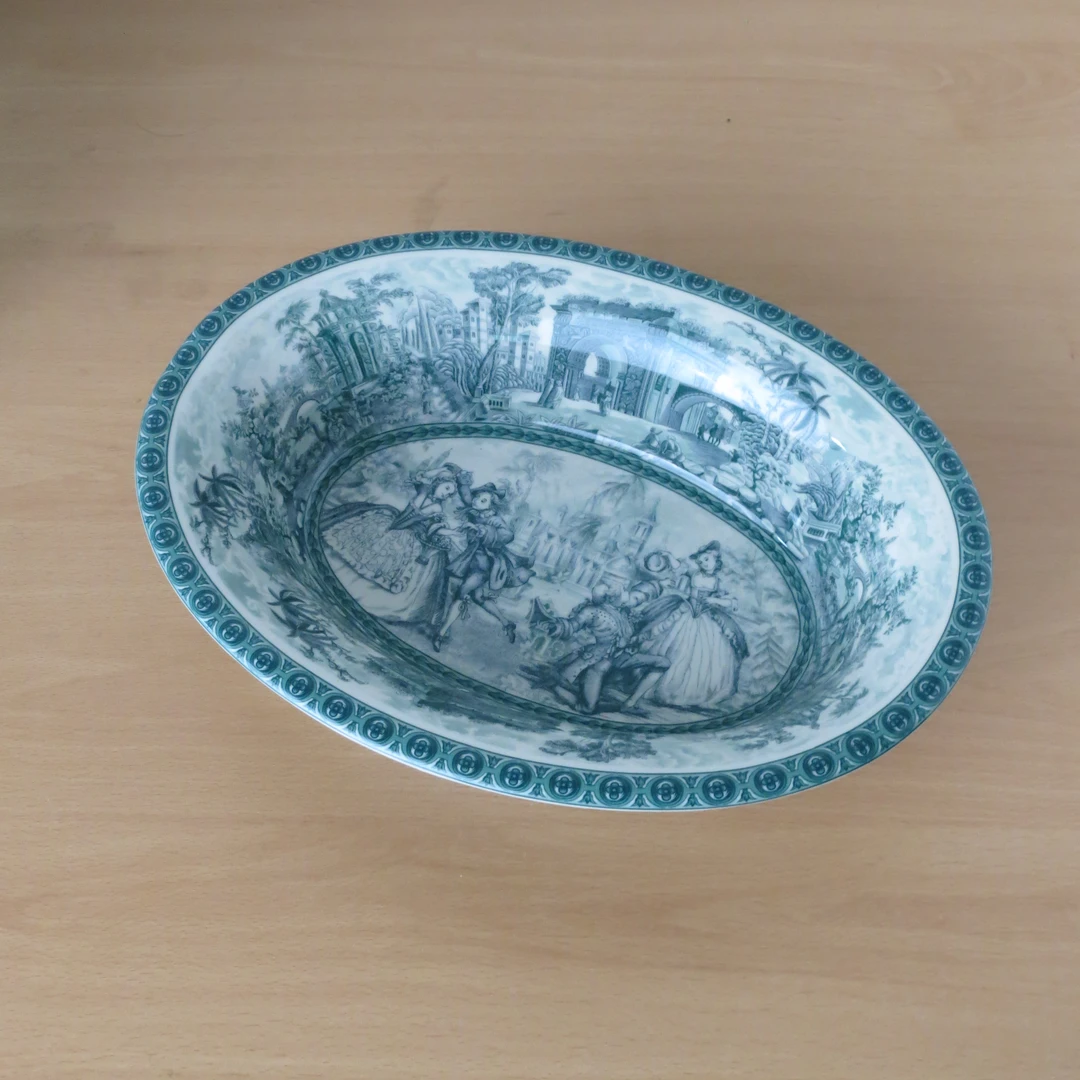 【老瓷】P4694 墙与树 如茵  30.5cm 深盘 高温瓷釉中狂欢