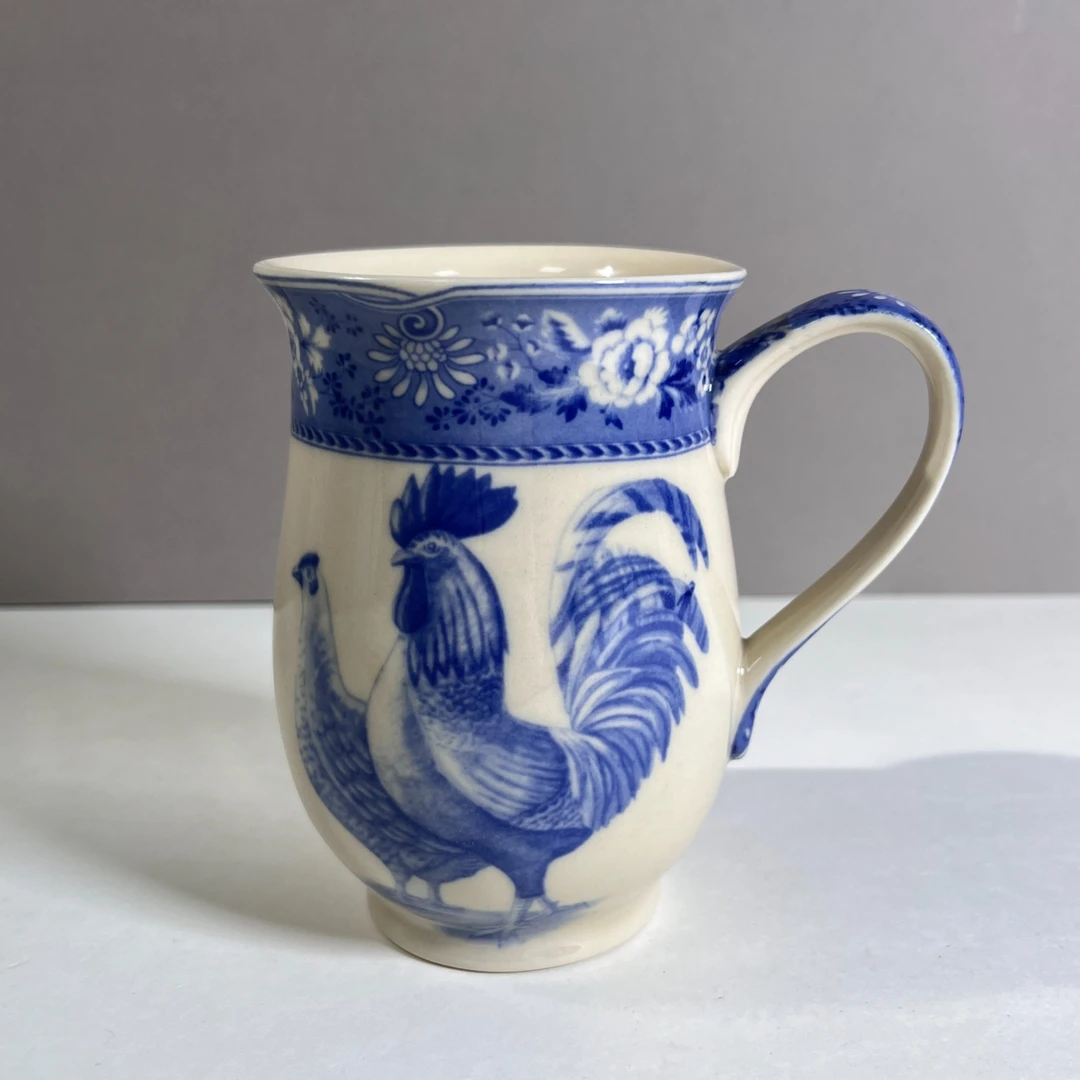 【慢瓷儿】雄鸡系列 350ml 蓝色大肚马克杯 高温瓷釉中