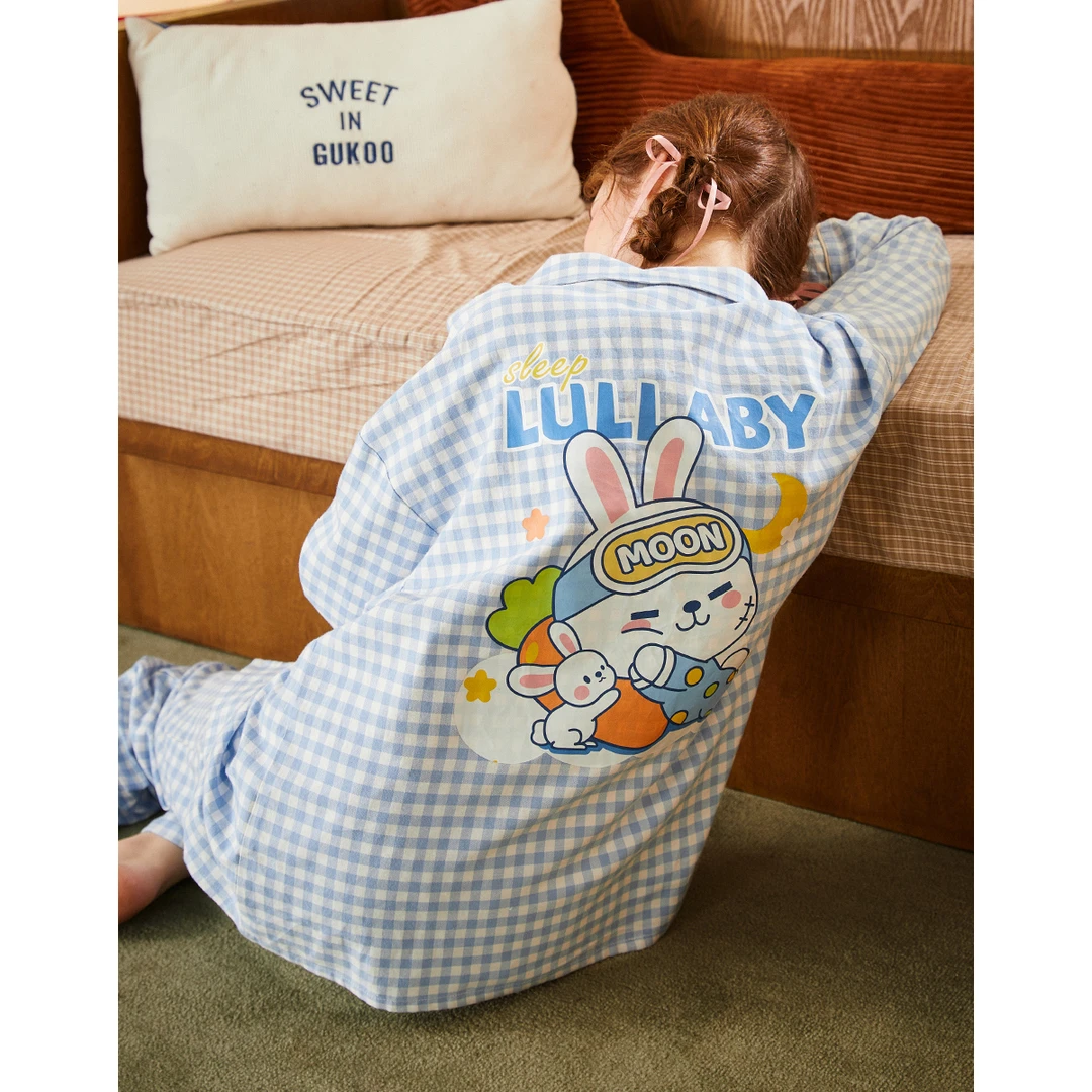 【Gukoo果壳】阿狸系列睡衣女春秋纯棉棉舒适女士长袖家居套装