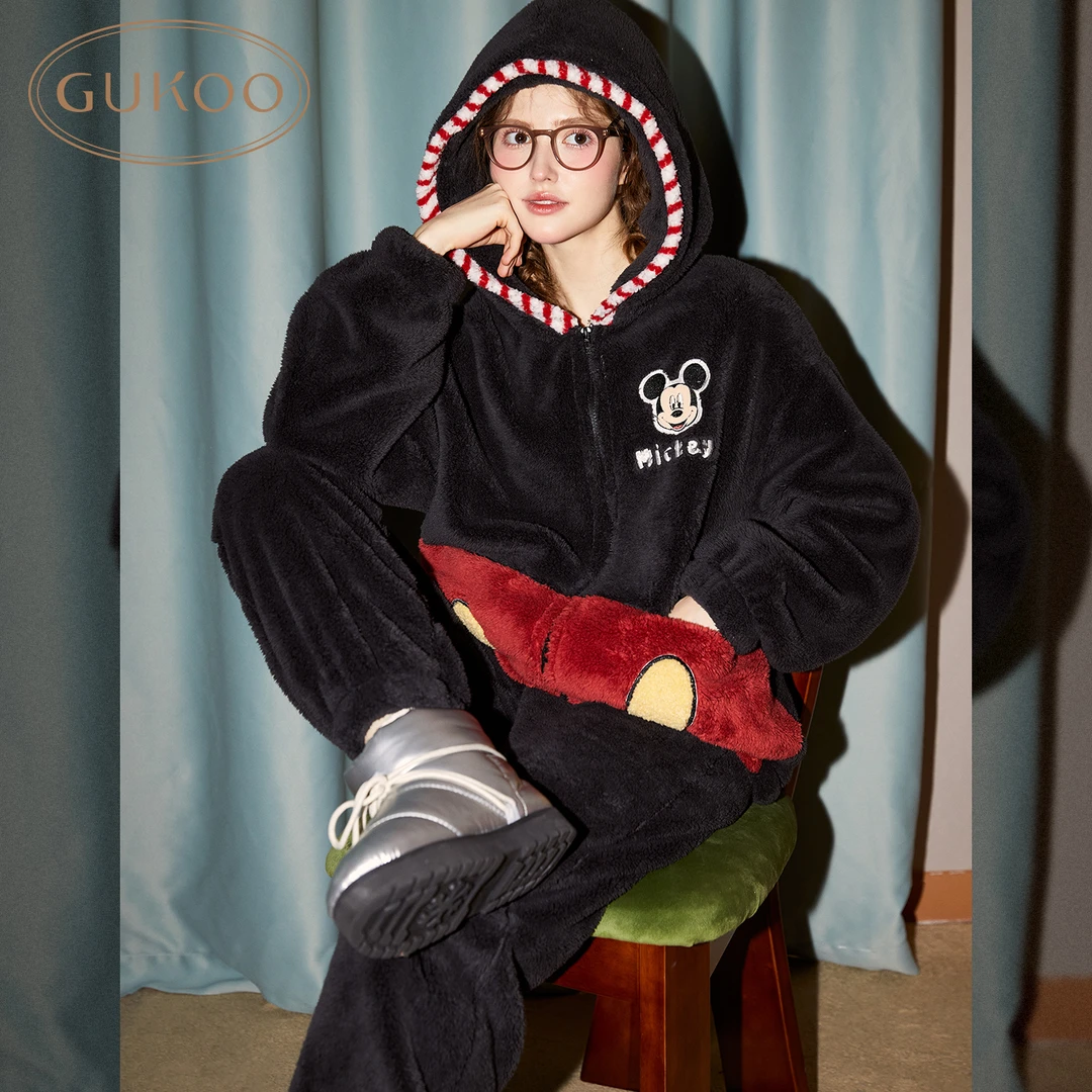 Gukoo/果壳迪士尼米奇黑红冬套装加厚保暖卡通