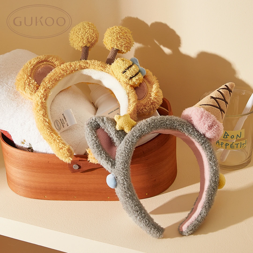 Gukoo果壳冰淇淋/蜂蜜羊羔绒可爱卡通立体海绵女生发箍