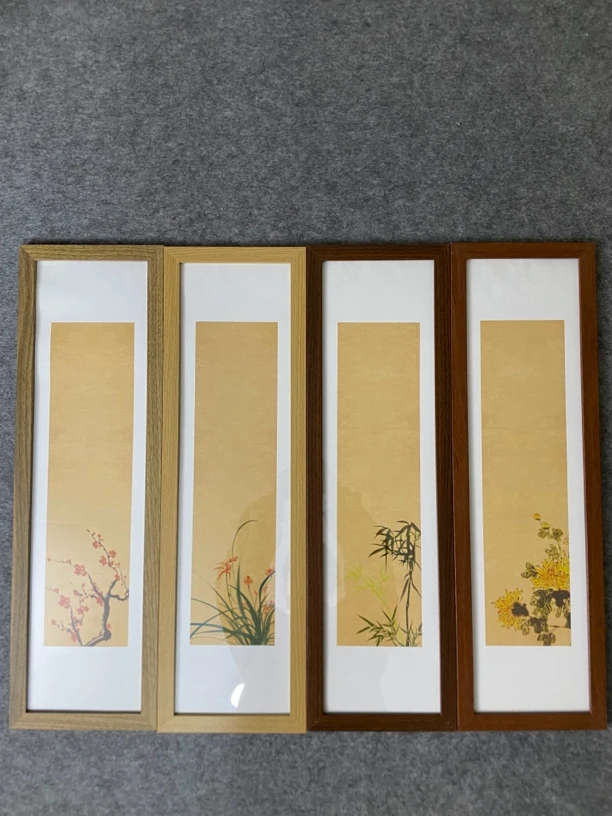 【一份四个，每个画框搭配梅兰竹菊卡纸】17*65复合木直角画框