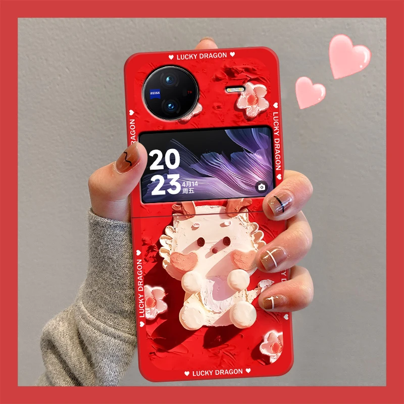vivoXflip手机壳2024新款油画草莓花朵龙xfip小折叠屏简约保护套