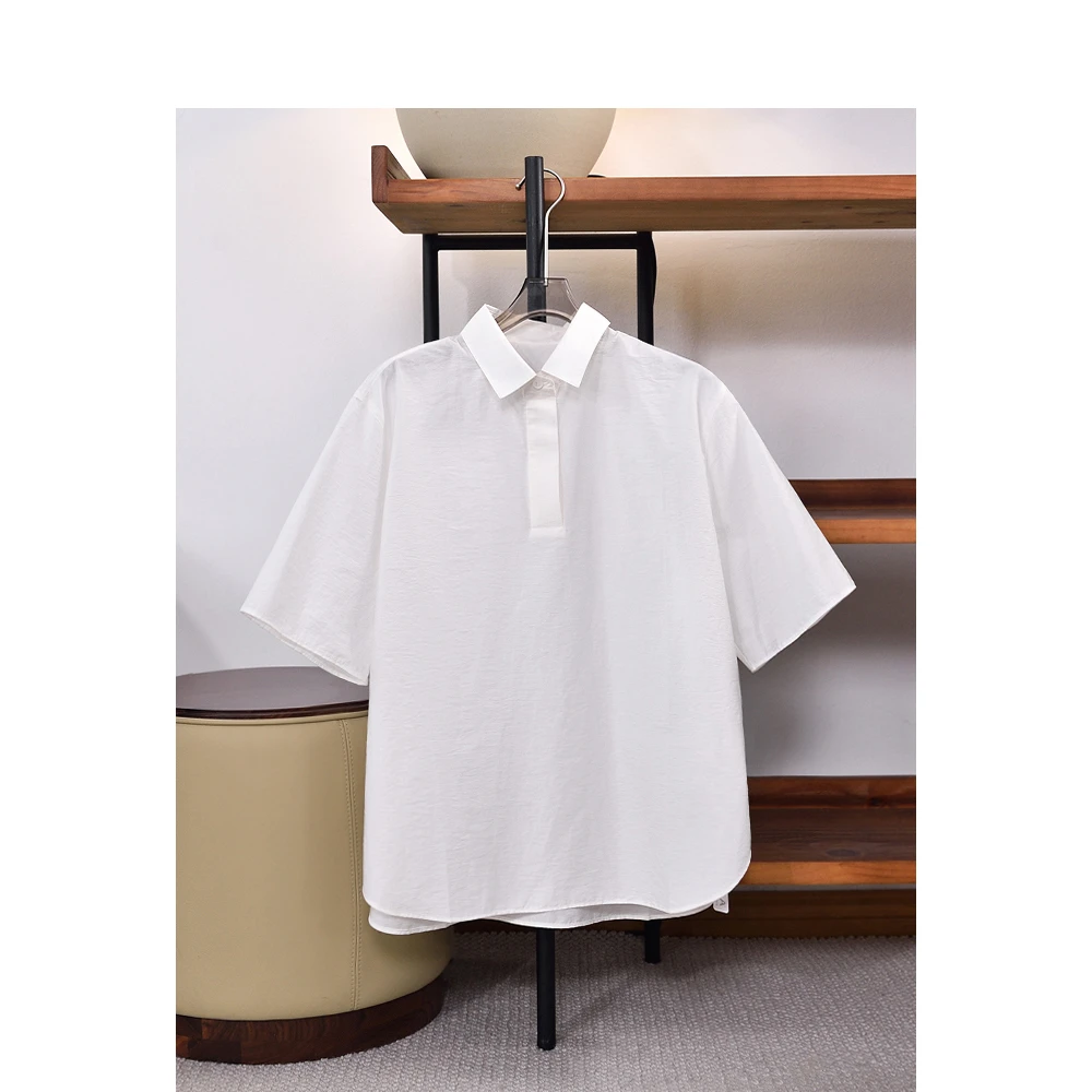 夏新品  薄款匹马棉中袖衬衫女