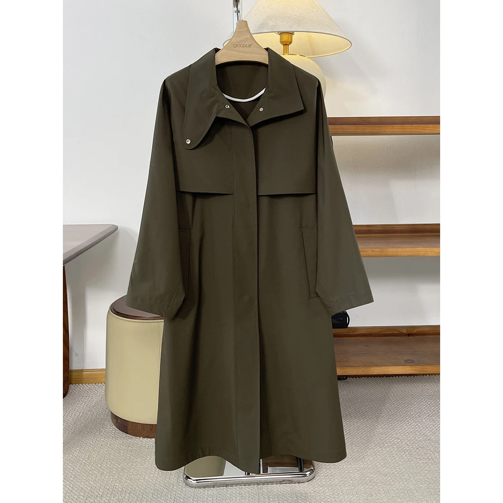 春夏新品 小 禾原厂露珠系列防水精纺丝羊毛色织风衣外套女