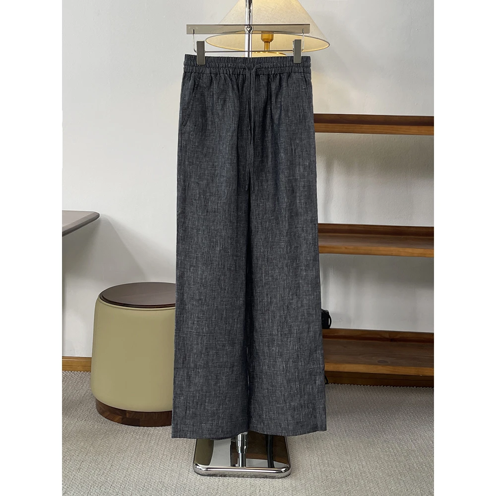 春夏新品  嵿奢系列~B·C色织仿牛.仔亚麻阔腿裤