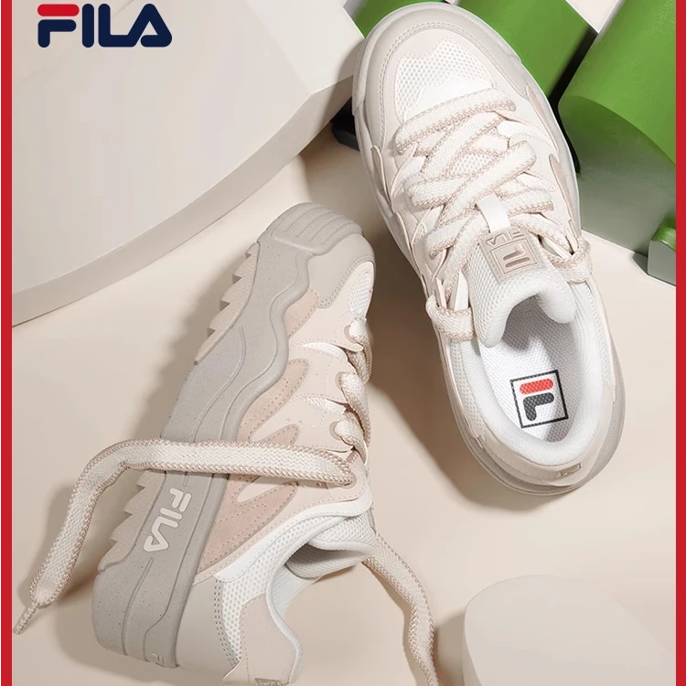 FILA 斐乐斑斓鞋ROSETTA女鞋板鞋面包厚底鞋增高复古时尚休闲鞋
