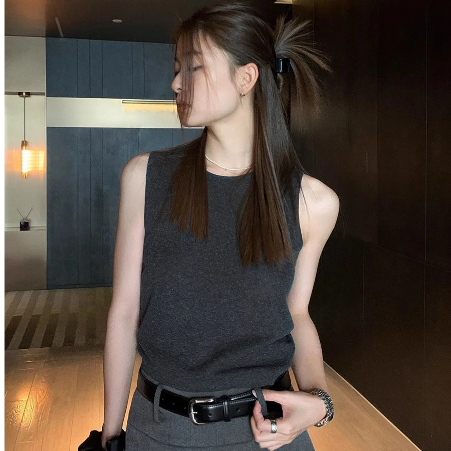 洛边基础实穿！亚麻天丝背心修身显瘦针织内搭打底吊带夏上衣百搭