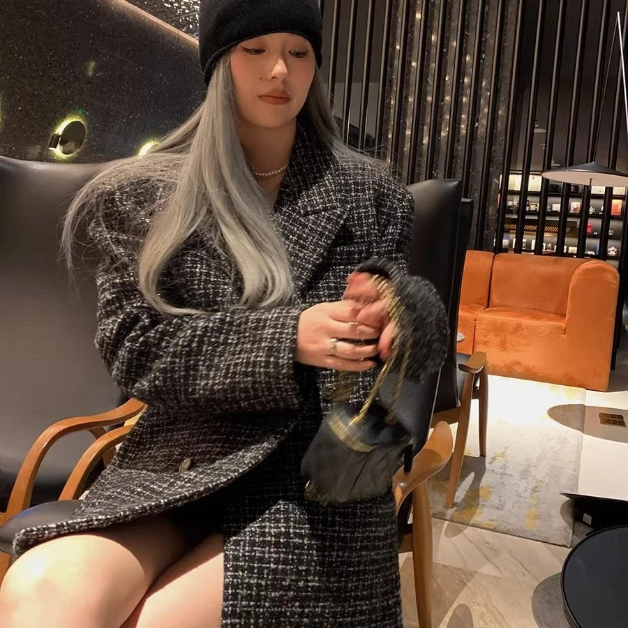 洛边 rose澳洲野玫瑰 原创小香风西装服外套秋冬宽松显瘦毛呢上衣