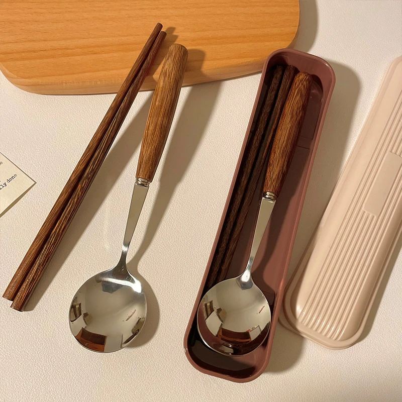 鸡翅木木柄收纳神器外出便携筷子个人专用勺子个人专用勺子一人