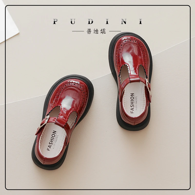 普迪妮女童单鞋春秋新款手工软底软面法式英伦风公主鞋21F8R-2284