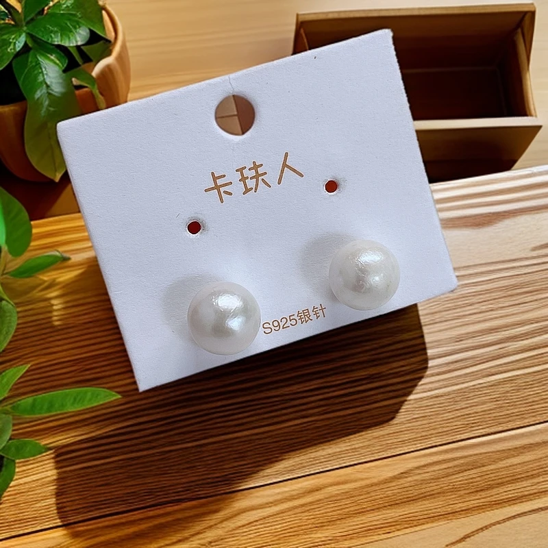 天然淡水珍珠XF609#10-11M简约白珠气质经典珍珠耳钉