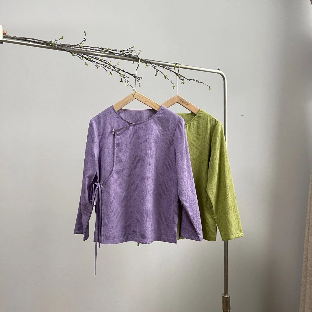 308上衣《依兰》设计师款提花国风复古百搭文艺上衣