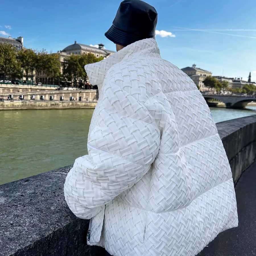 SOURPLUM 冬季潮流白/黑色 重工压褶上衣设计师款时尚宽松