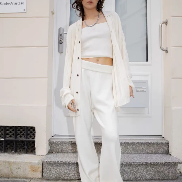 SOURPLUM可可淡奶米色针织开衫 男女同款