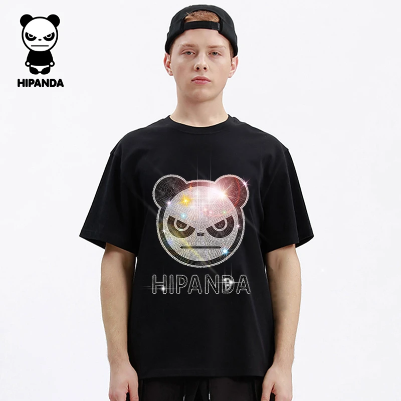 HiPanda短袖男t恤镶钻个性设计短袖2025夏季新款潮牌男生烫钻T恤