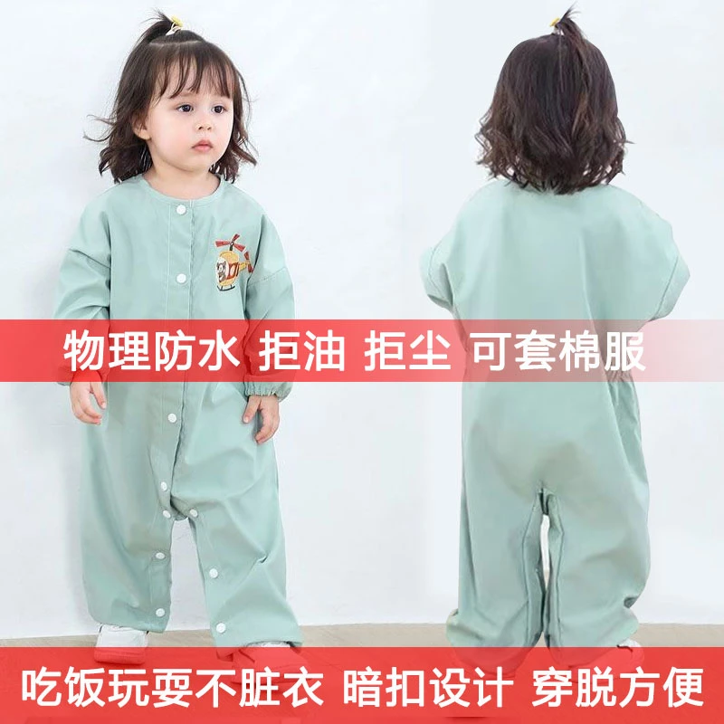 宝宝连体罩衣全身防脏防水爬爬服卡通外出护衣秋冬儿童春秋男女童