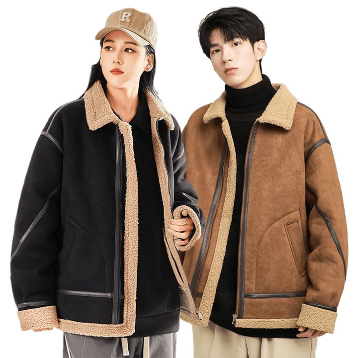 S.ANGEBON秋冬百搭情侣款仿麂皮绒加绒棉衣 107