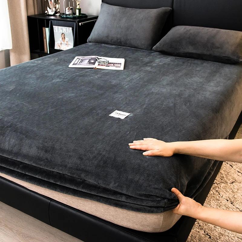 冬季新款牛奶绒床笠加绒加厚床笠款罩床垫保护套宿舍防滑防尘床罩