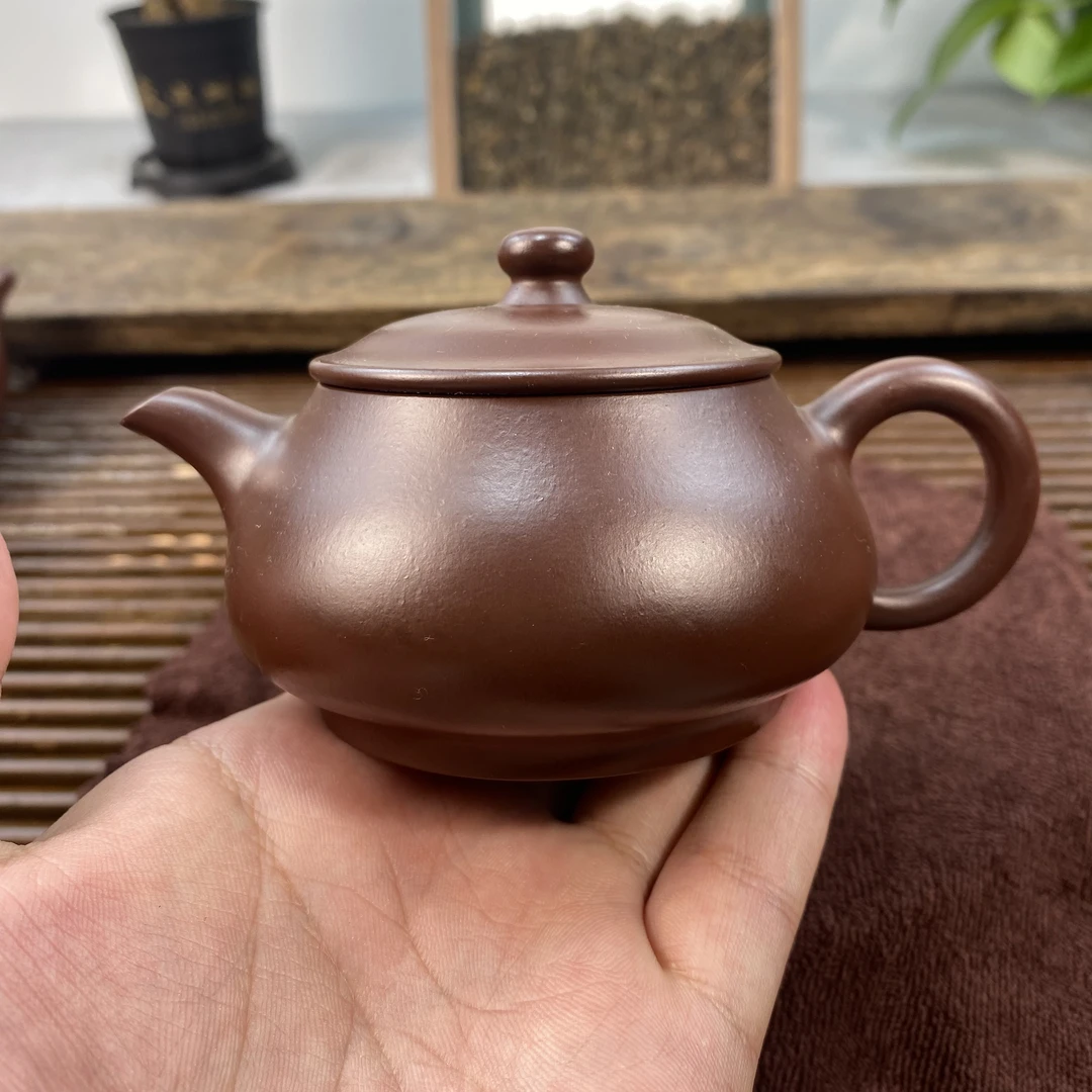 宜兴原矿紫茄泥明炉茶壶泡茶紫砂茶壶紫砂壶圆壶泥壶茶具