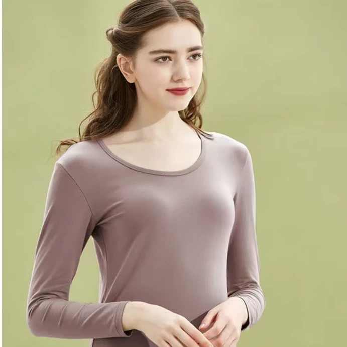 好波女士素色莱卡棉柔软高弹秋衣秋裤套装