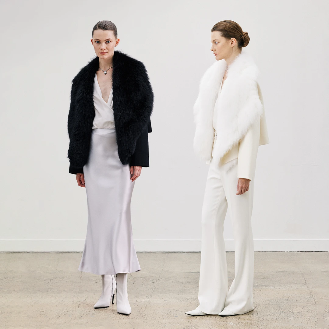 QIQIFUR 大翻领狐狸毛皮草外套女秋冬新款高级感短款狐狸毛大衣