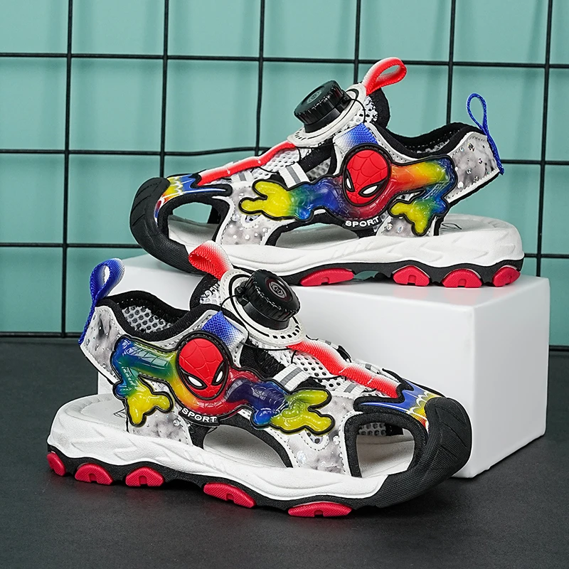 儿童凉鞋2024夏季新款蜘蛛侠男童包头凉鞋中大童小学生防滑沙滩鞋