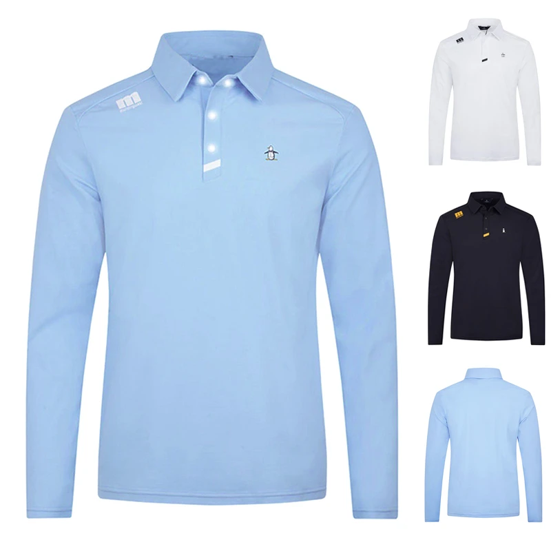 秋冬高尔夫服装男士长袖运动polo衫球服弹力舒适透气排汗翻领T恤