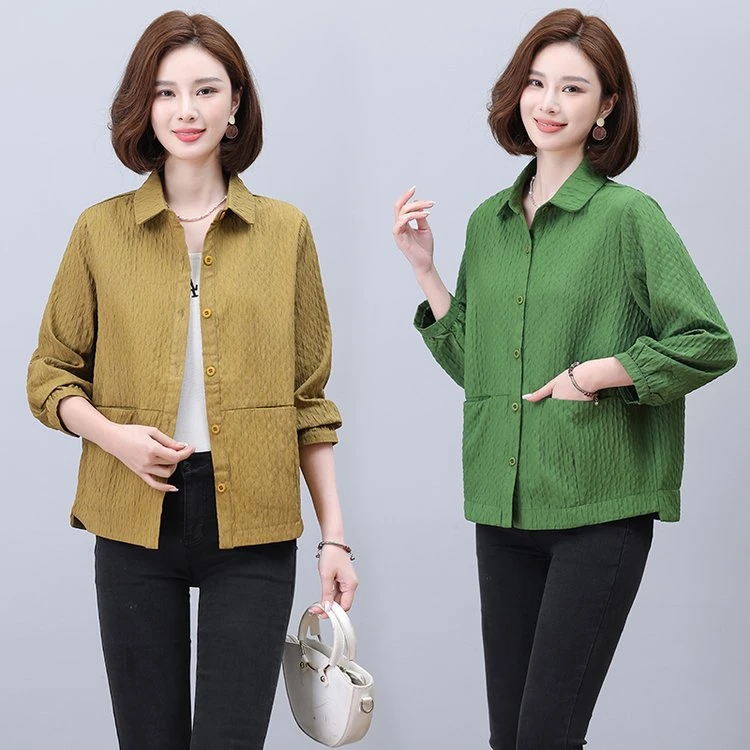 2024年中老年秋季衬衫款外套上衣时尚洋气宽松女士大码百搭气质