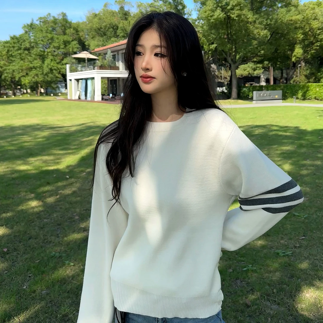 TIMID BOYWNE圆领套头纯色百搭针织棉质