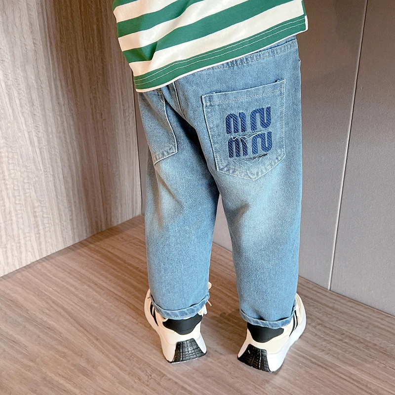 儿童裤子男童牛仔裤春秋装宝宝百搭童裤2025新款男孩宽松休闲长裤