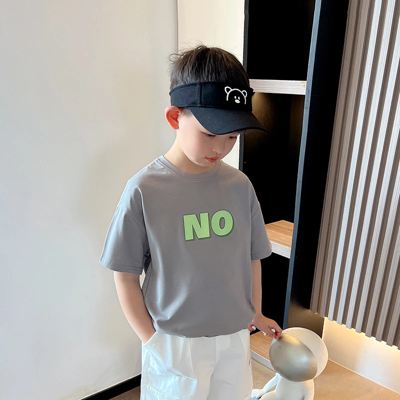 儿童短袖T恤夏季男童纯棉半袖新款男孩休闲上衣中大童运动体恤潮